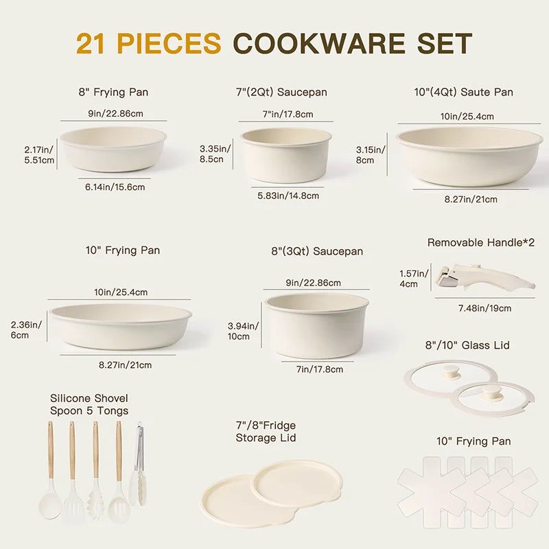 21 Piece Astercook Ceramic Cookware Set