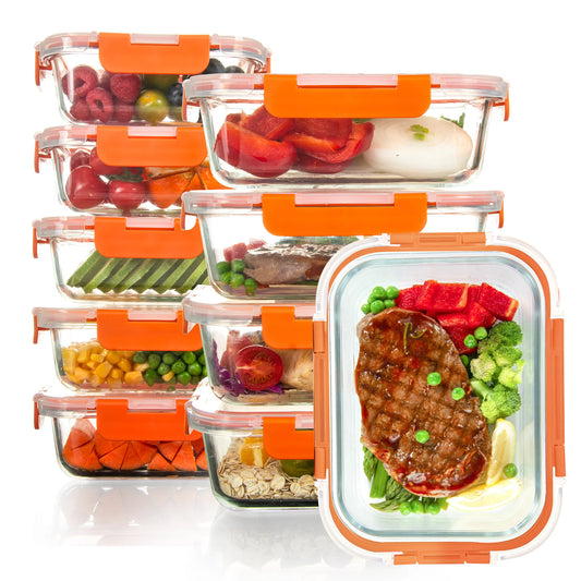 10 Pack Orange Food Storage Container Set