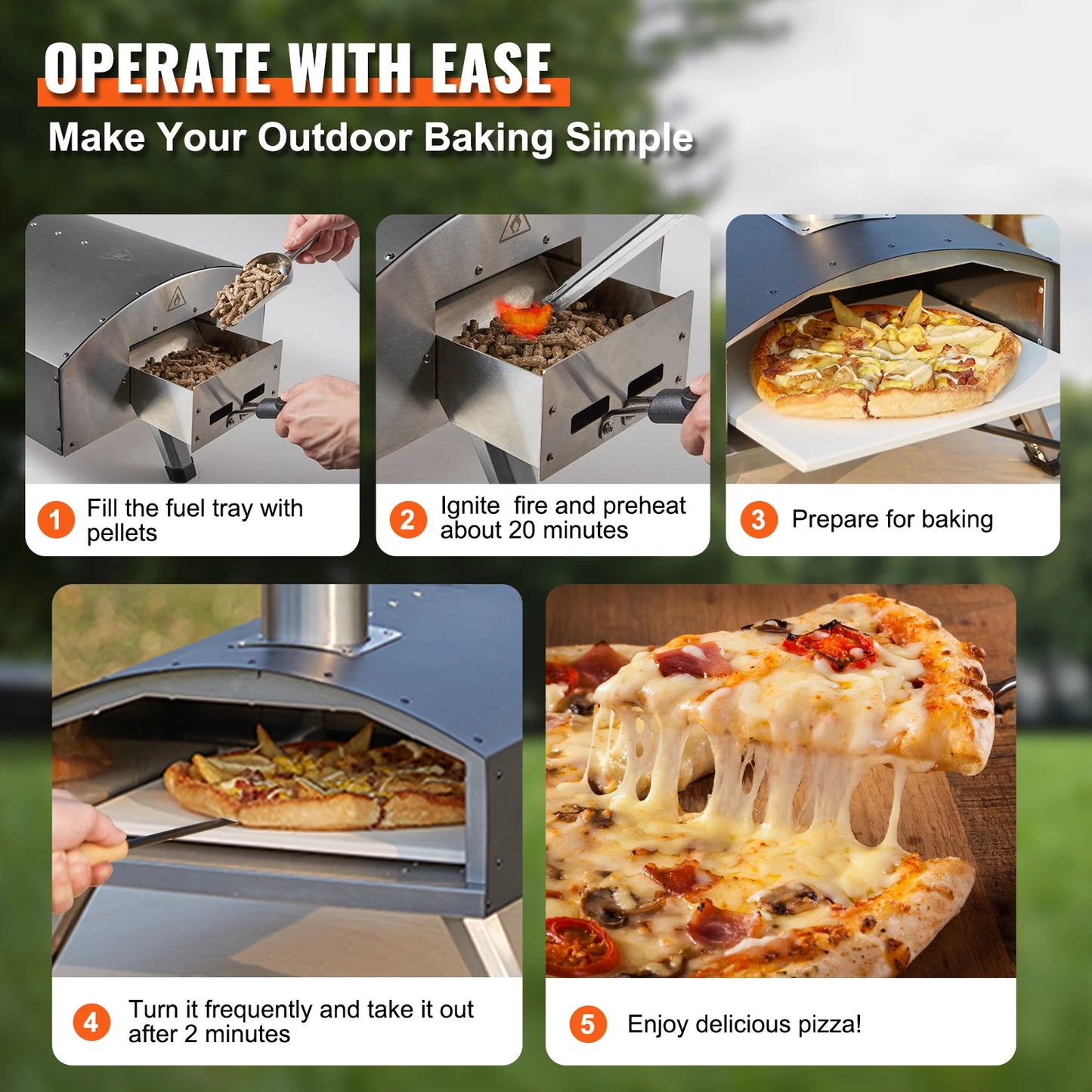 VEVOR 12" Portable Wood Fired Pizza Oven