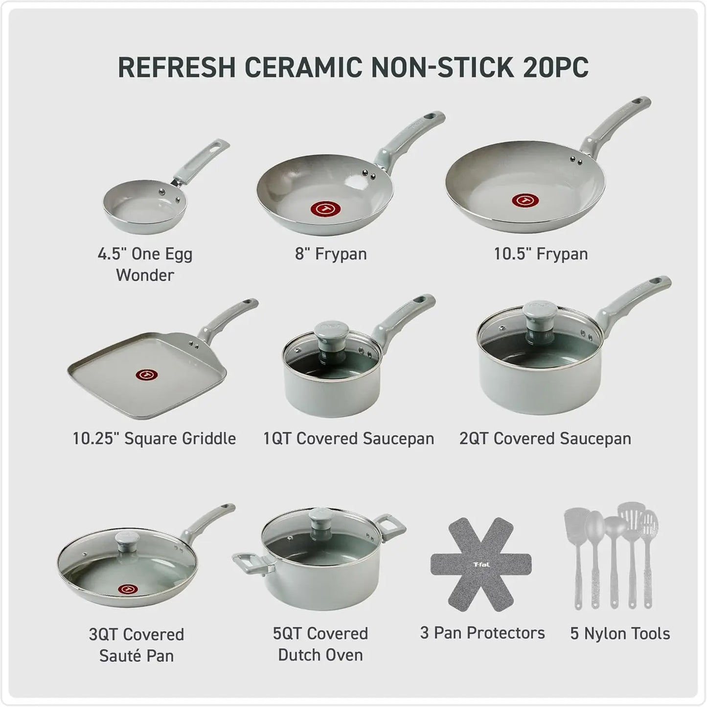 20pc Ceramic Ceramic Non Stick Cookware Set