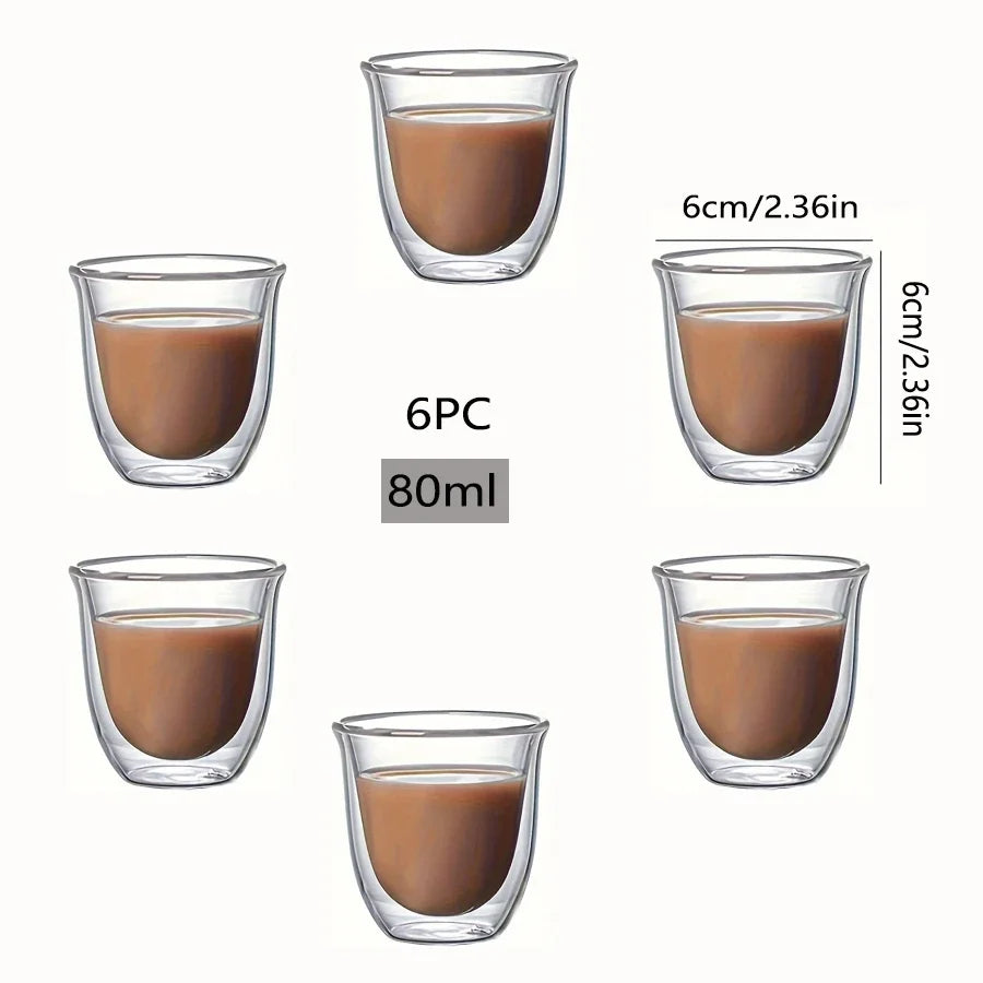 2.7OZ/6pcs Glass Espresso Coffee Mugs