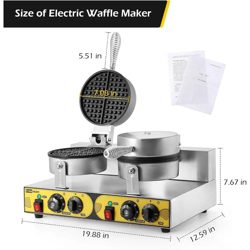 Non-Stick Commercial Double Waffle Maker