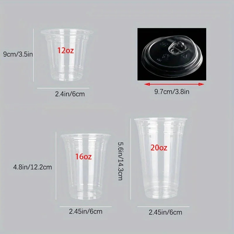 12/16/20 oz transparent plastic cup without straw cap