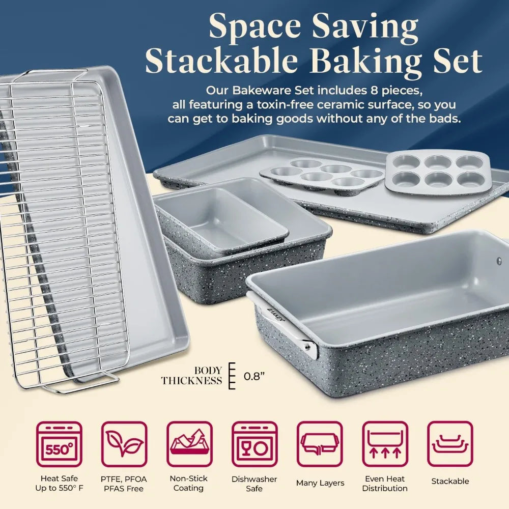 8-Piece Stackable Bakeware Set