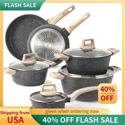 QWCarrots Nonstick Granite Cookware Set