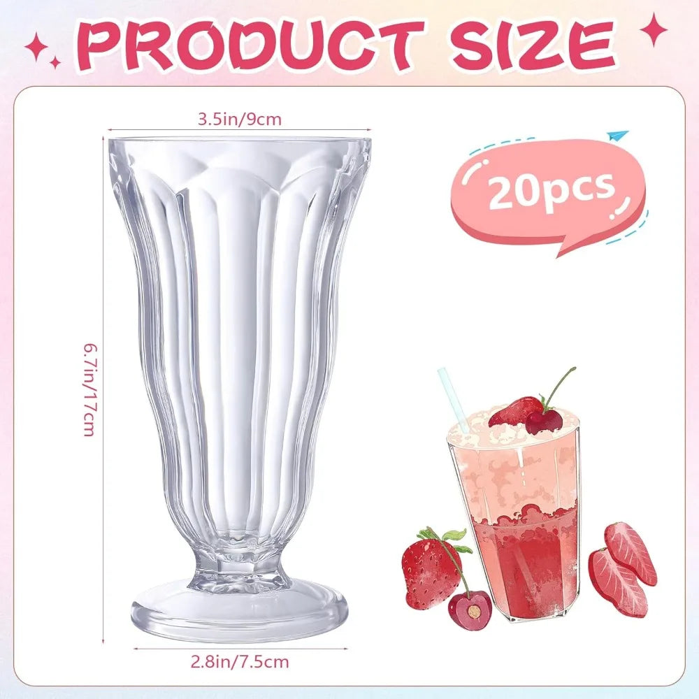 20pc/16 Ounce Milkshake Soda Glasses