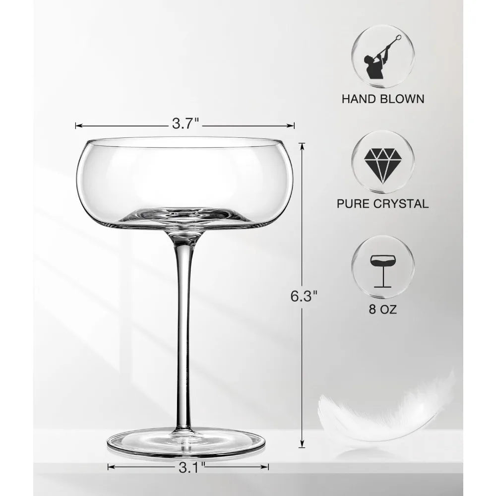 4pc/8oz Unique Martini Glasses Set