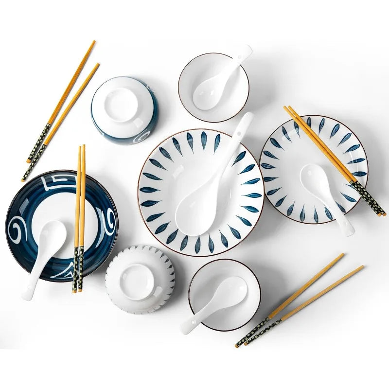 Japanese Ramen Bowl Set with Chopsticks and Spoon