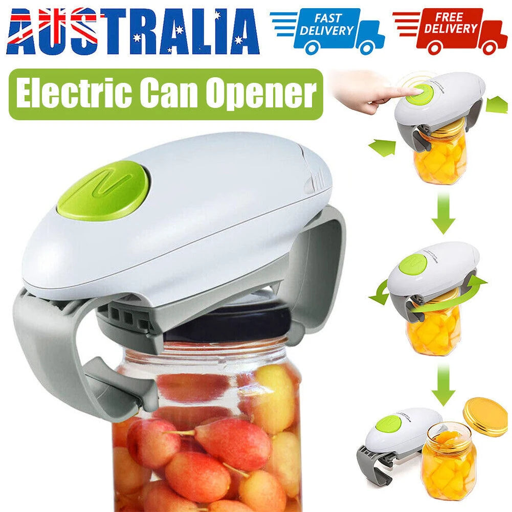 Electric Can Opener and bottles, jar lids