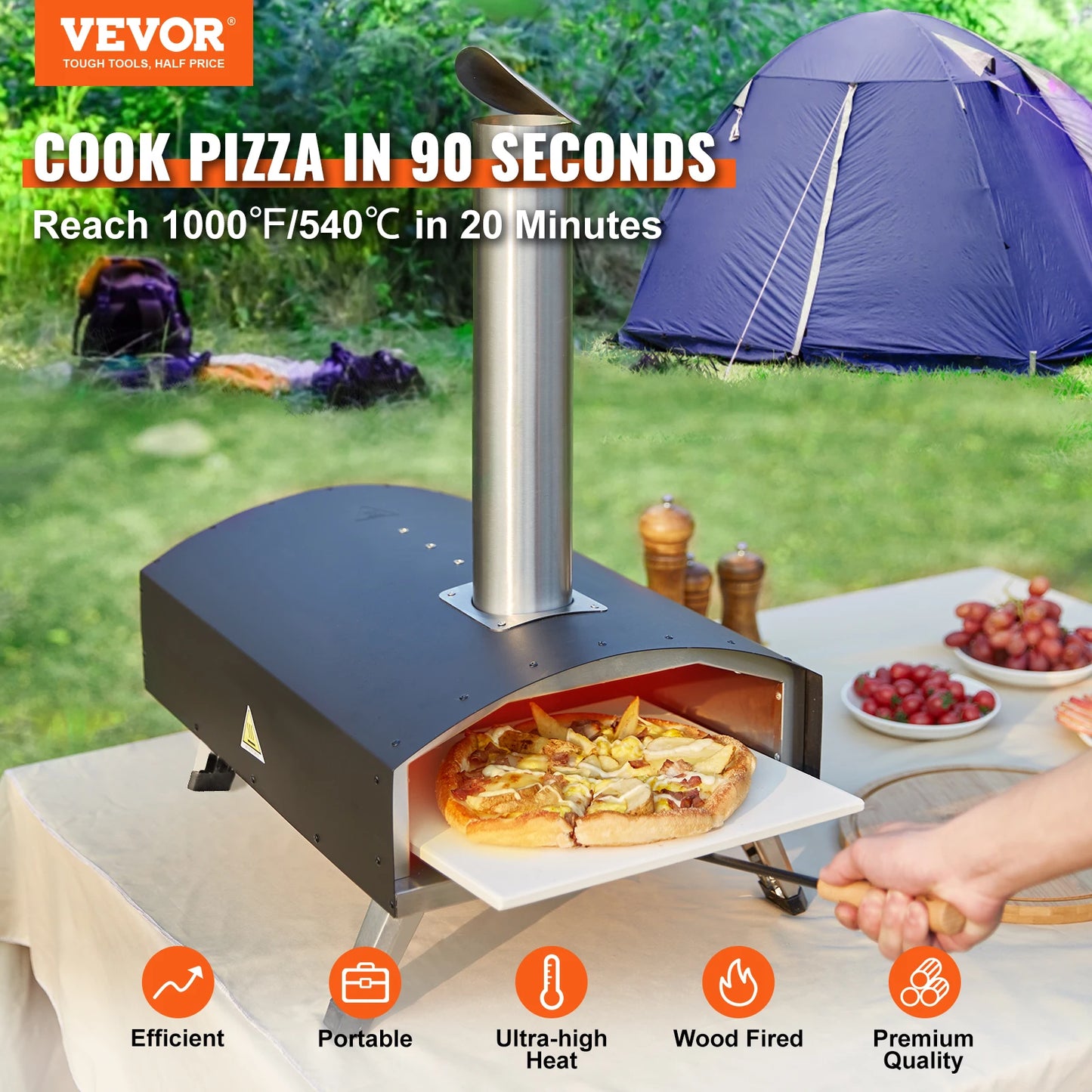 VEVOR 12" Portable Wood Fired Pizza Oven