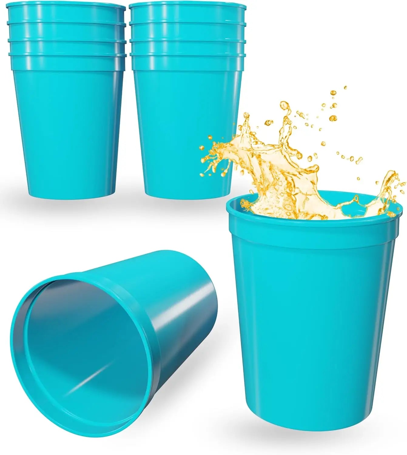 100 Pack 16oz Turquoise Reusable Blank Plastic Cups