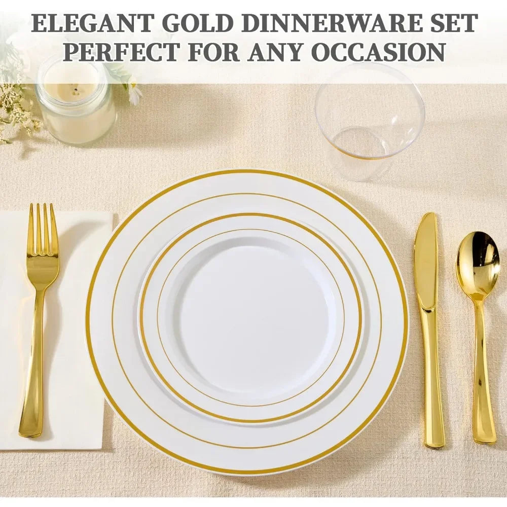 600pcs Gold Cutlery Set for 100 Guests