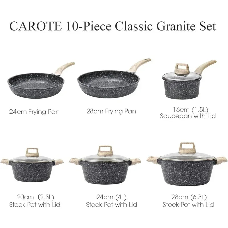 QWCarrots Nonstick Granite Cookware Set