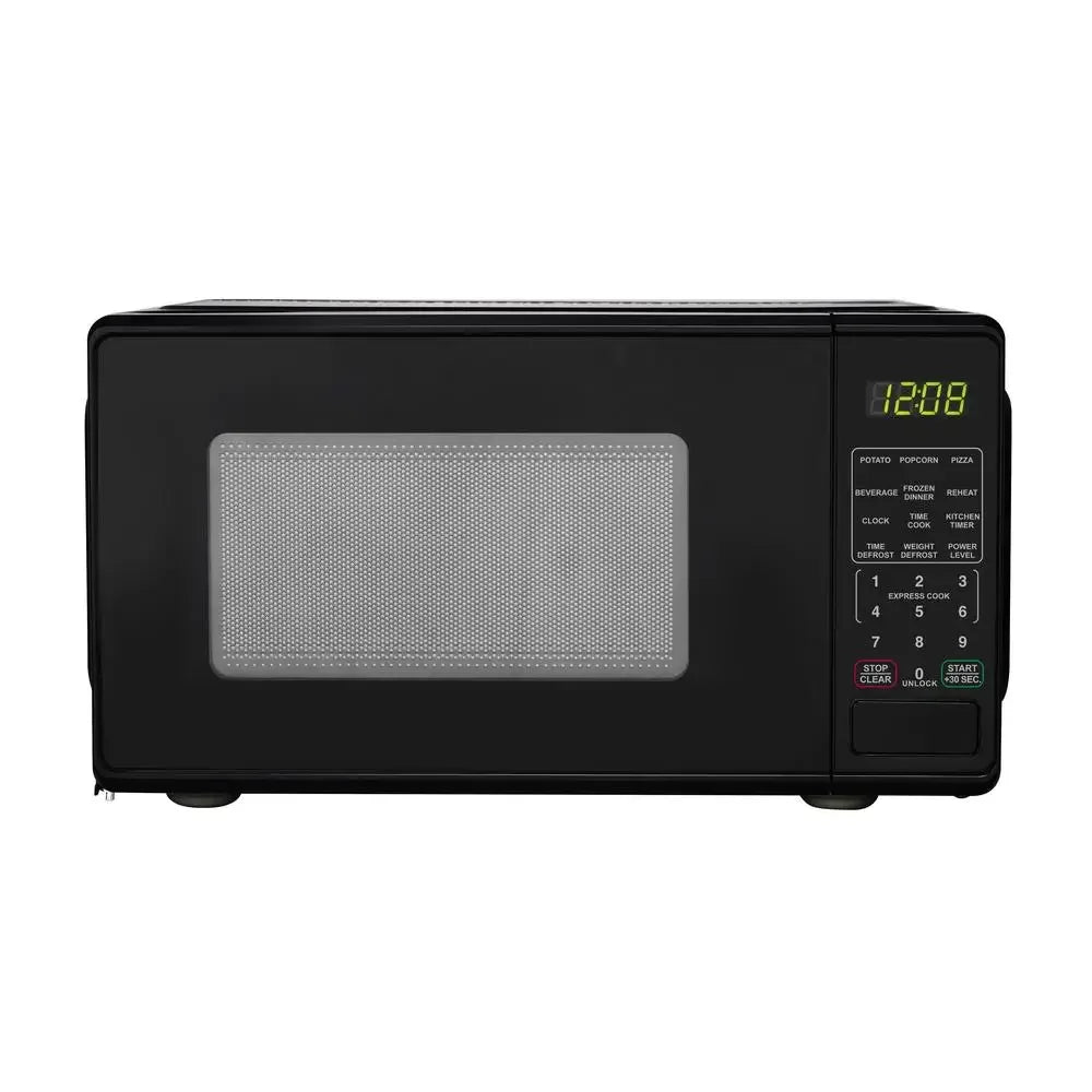 Compact 700W Black Countertop Microwave Oven