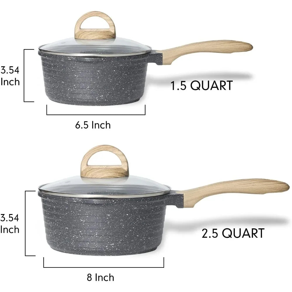 JEETEE Pots Nonstick,1.5 & 2.5 Quart  Saucepan