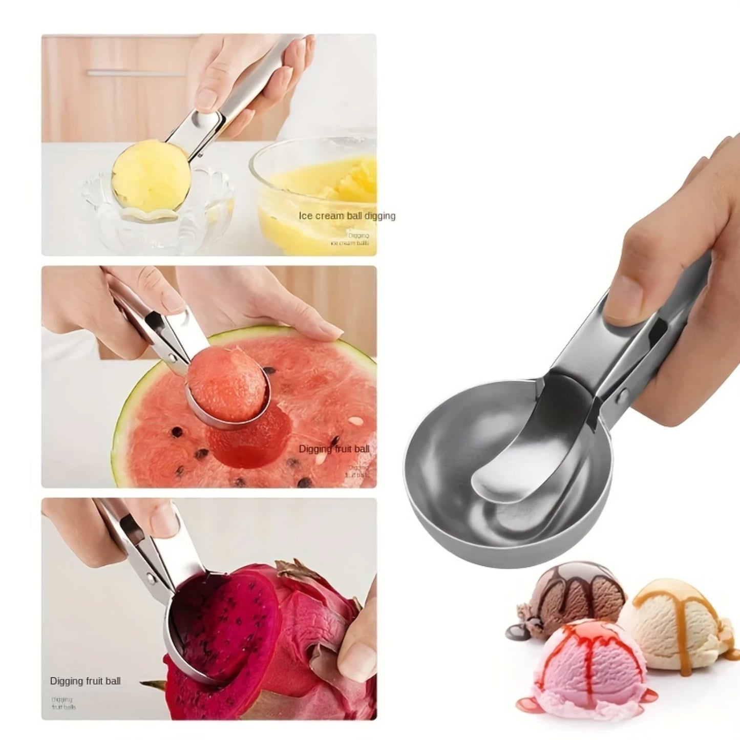 Versatile Stainless Steel Ice Cream Scoop