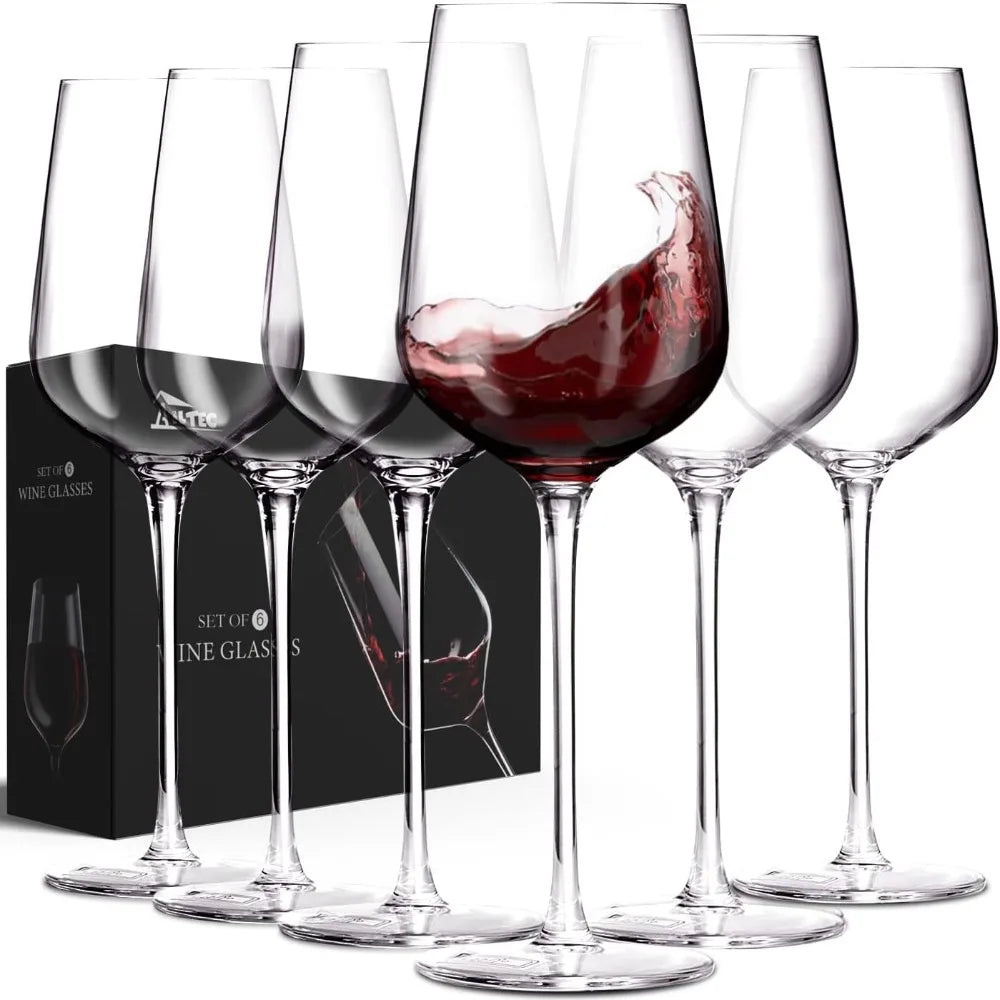 Crystal Wine Glasses Set of 6,