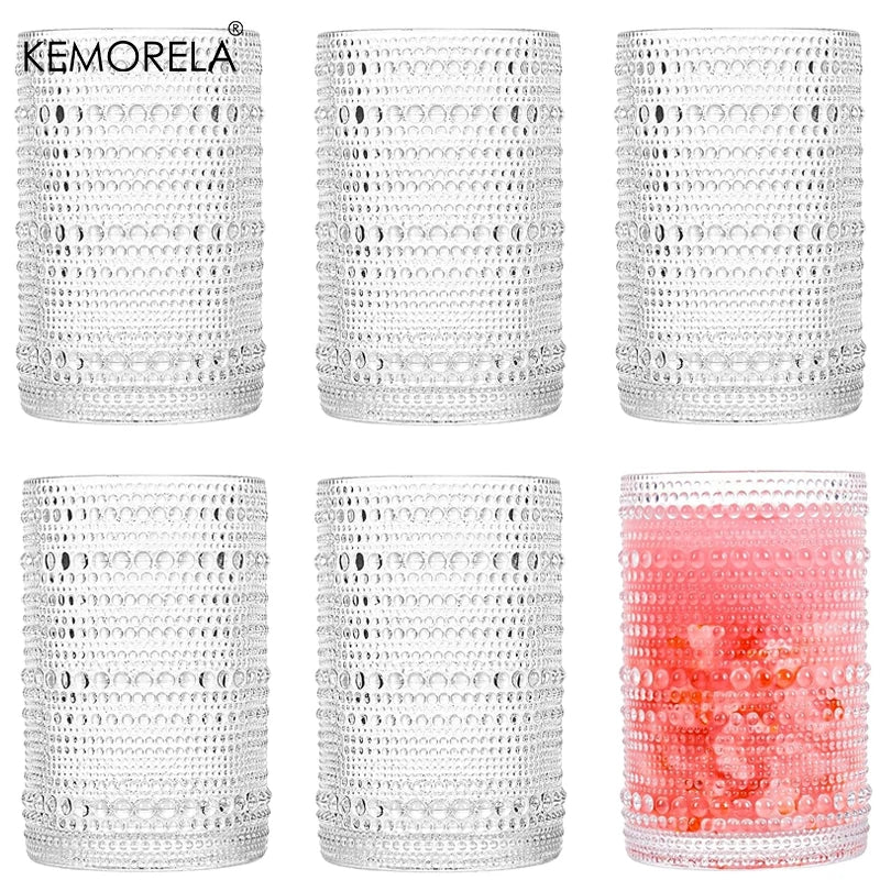 15oz Hobnail Drinking Glasses with Straws