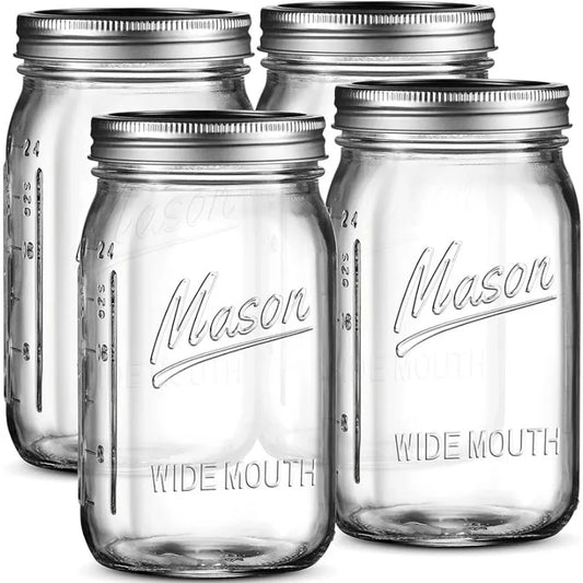 32 oz [6 Pack] Wide Mouth Mason Jars