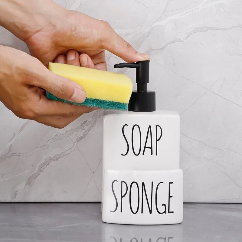 Ceramic soap Dispenser with Sponge Holder