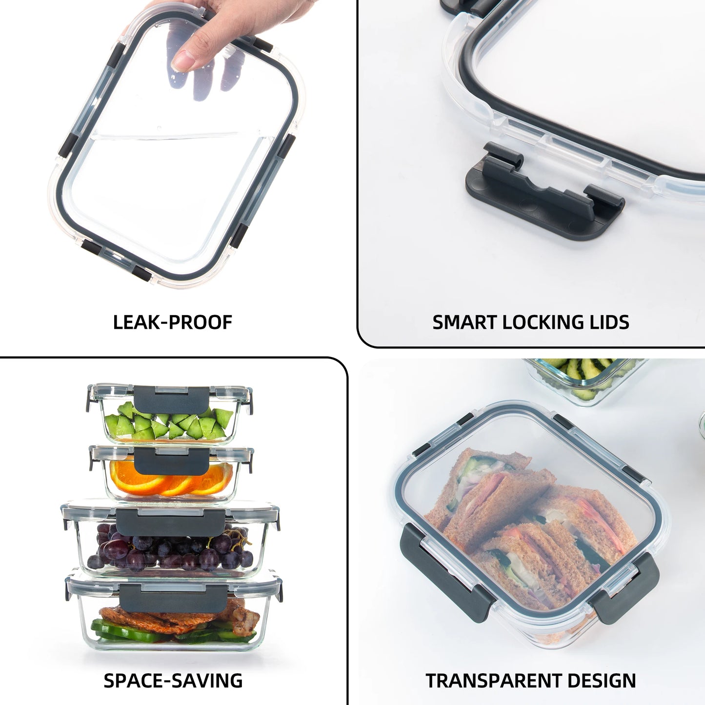 12 Pack Glass Meal Prep Containers