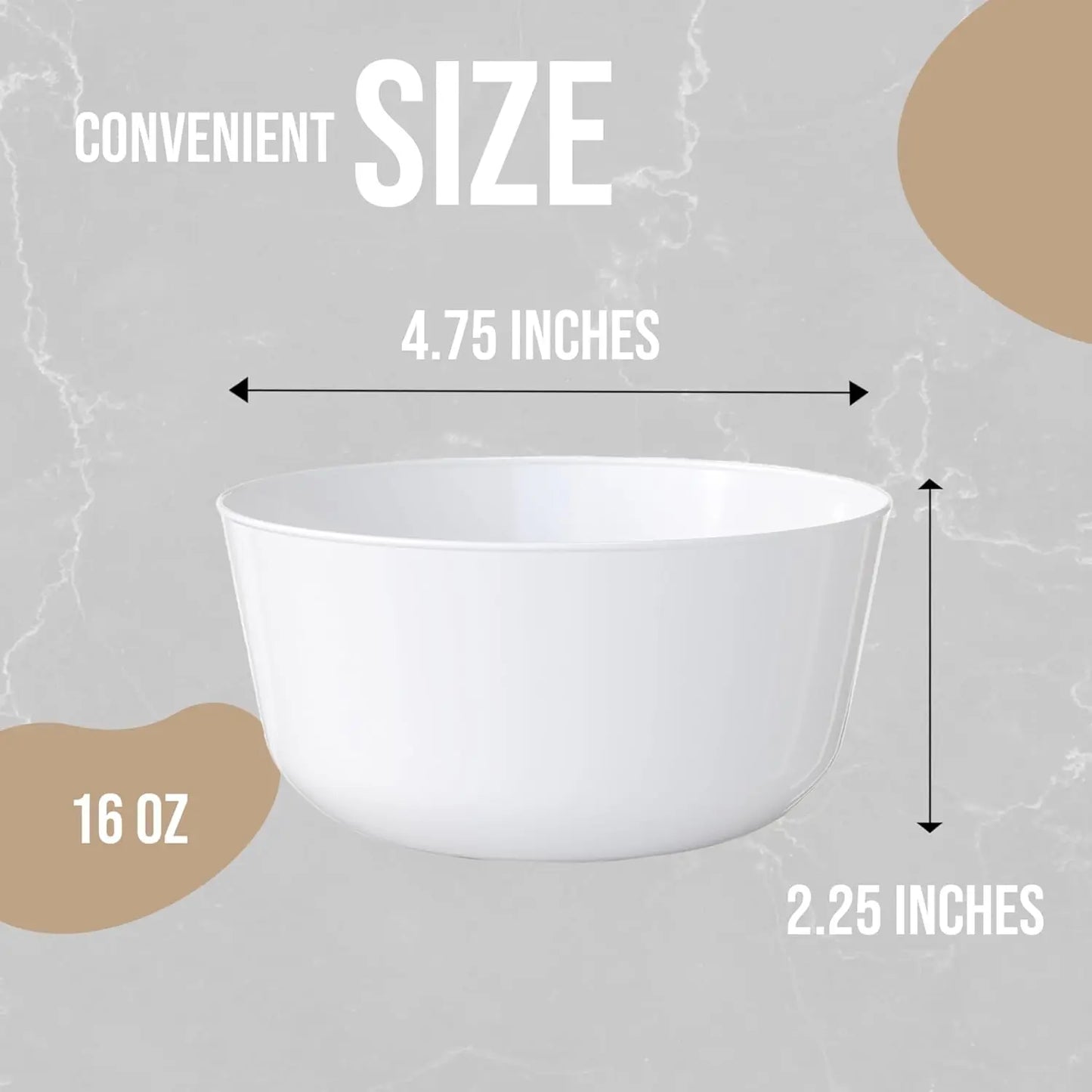 16 Oz  White Plastic Bowls Disposable 120 Count