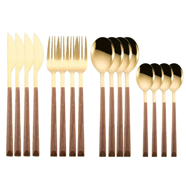 Stainless Steel Wooden Handle Cutlery Set