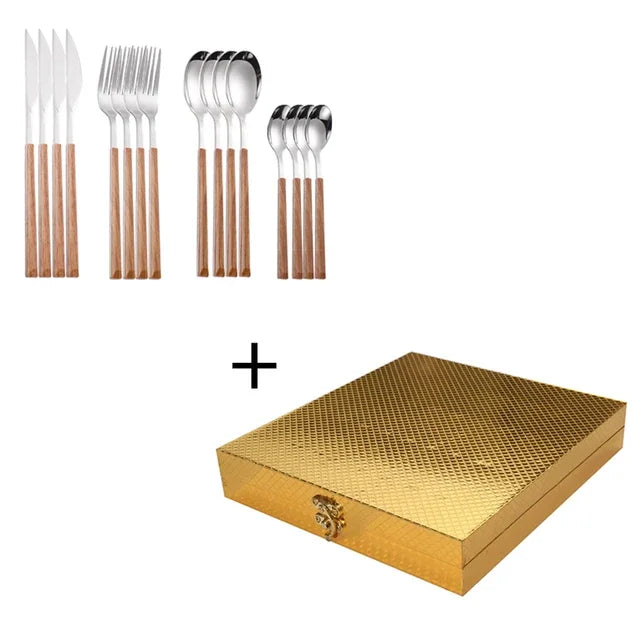 Stainless Steel Wooden Handle Cutlery Set