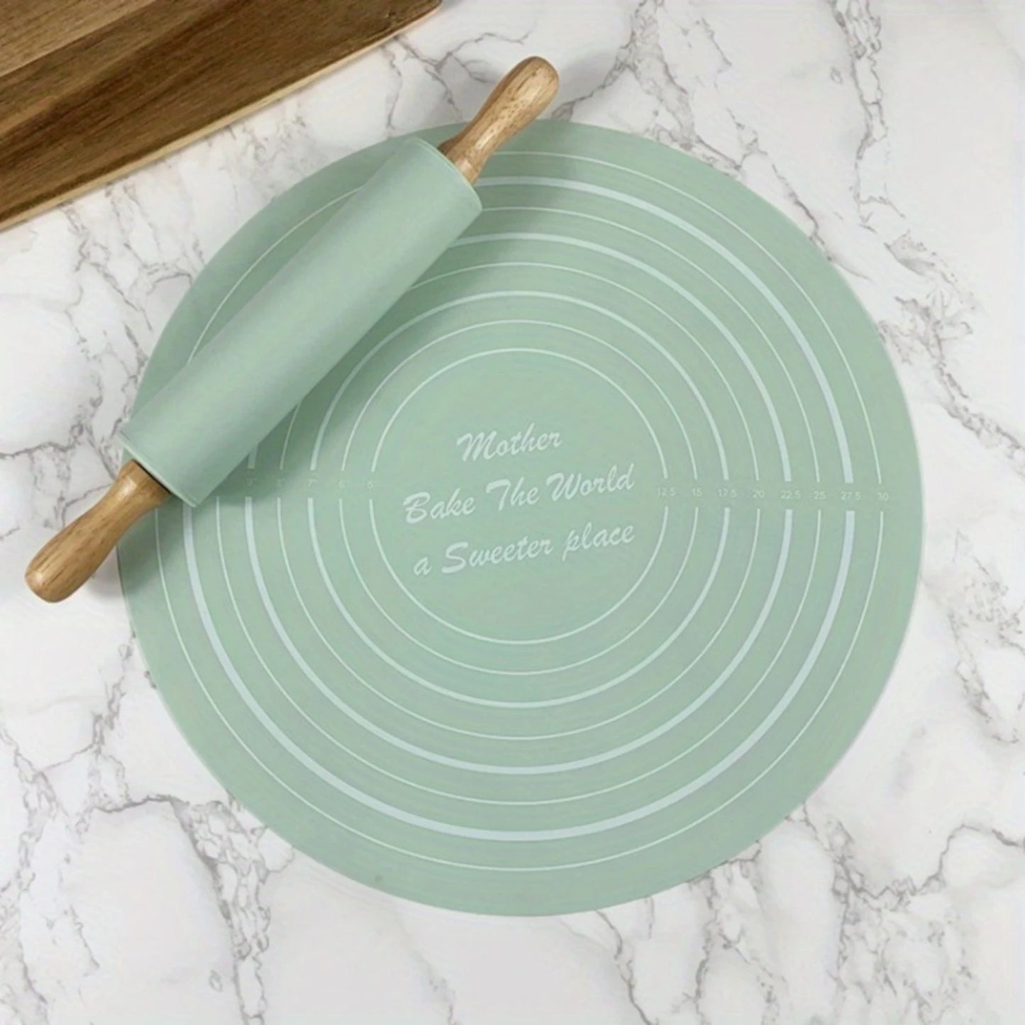 Silicone Rolling Pin & Round Pastry Mat