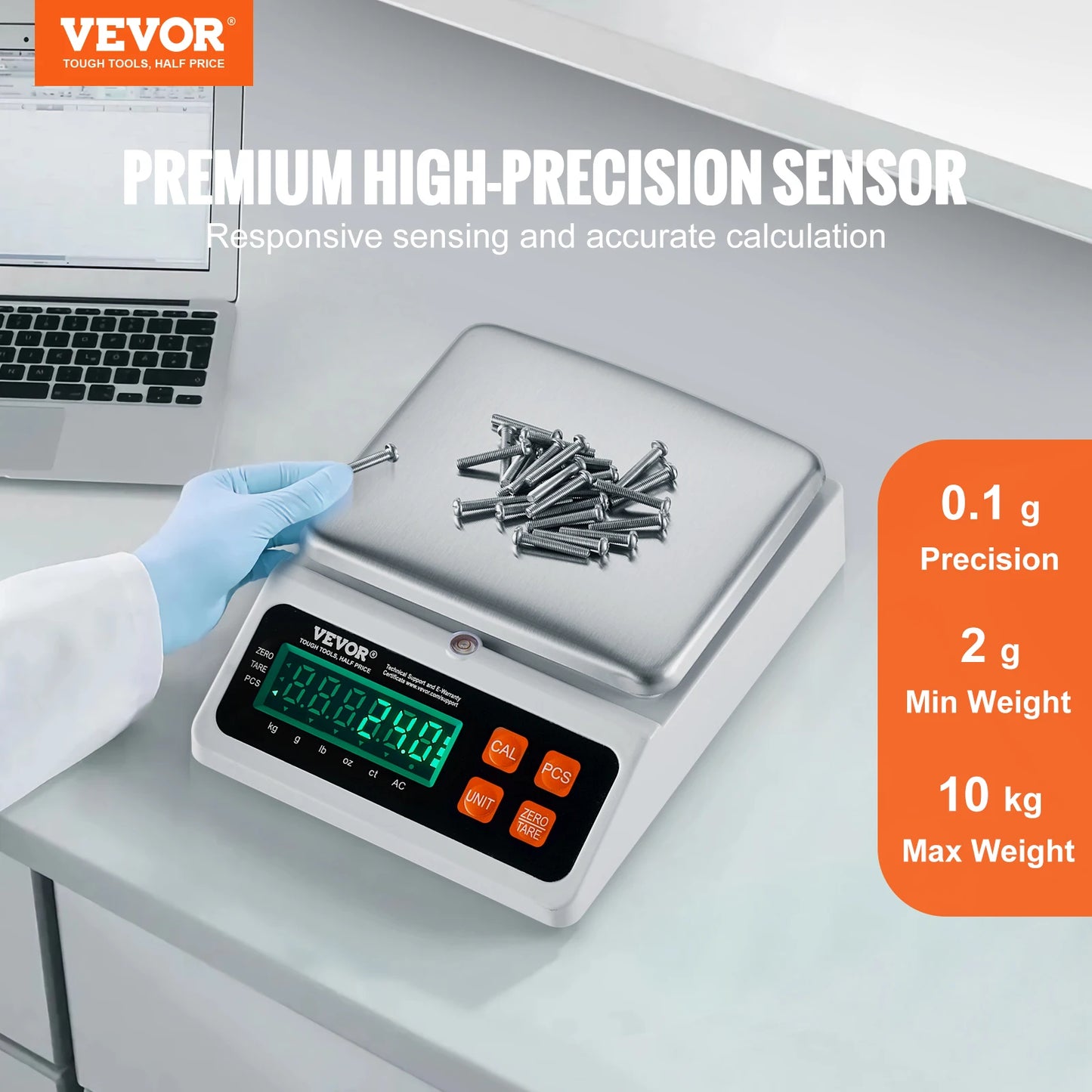 VEVOR 10kg x 0.1g Digital Counting Scale