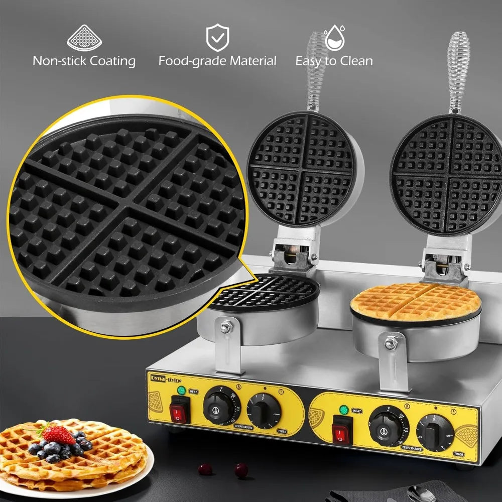 Non-Stick Commercial Double Waffle Maker