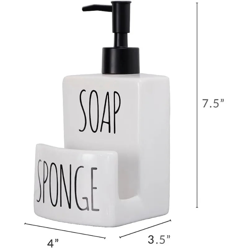 Ceramic soap Dispenser with Sponge Holder