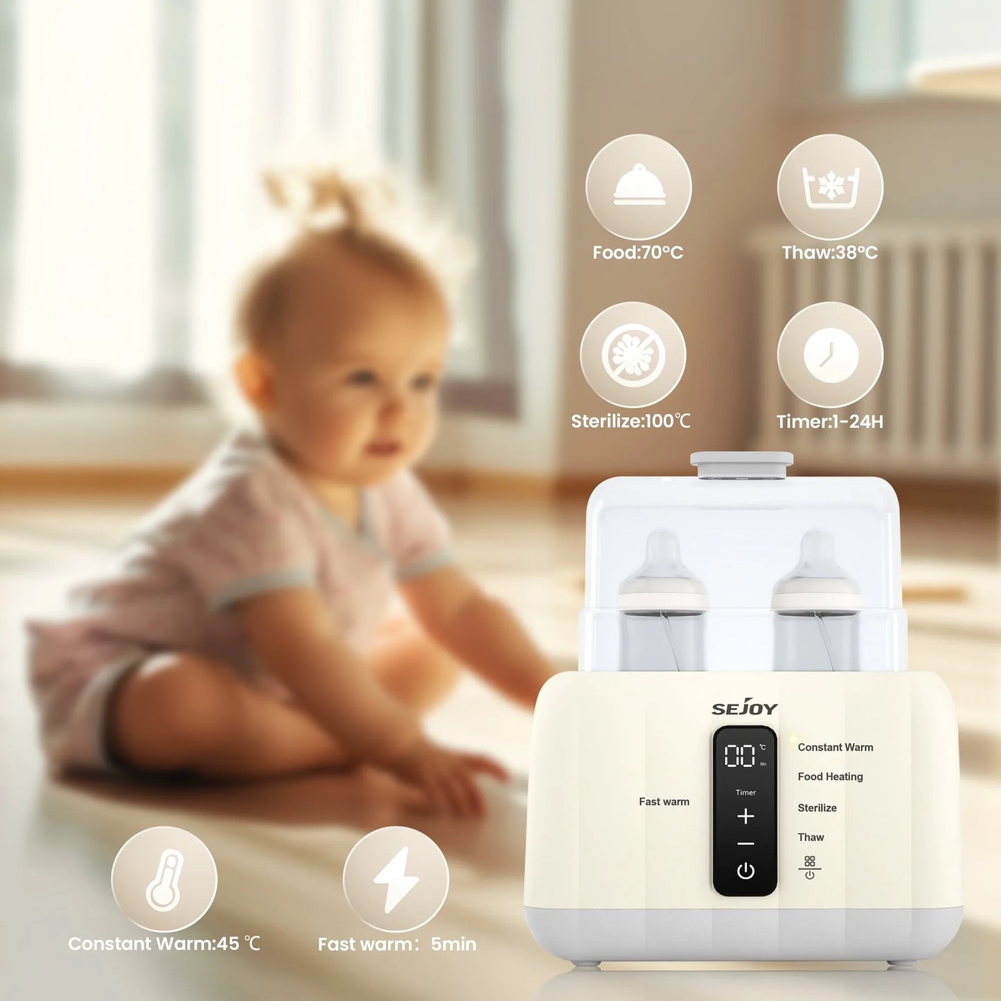 Sejoy 6-in-1 milk Bottle Warmer For Baby