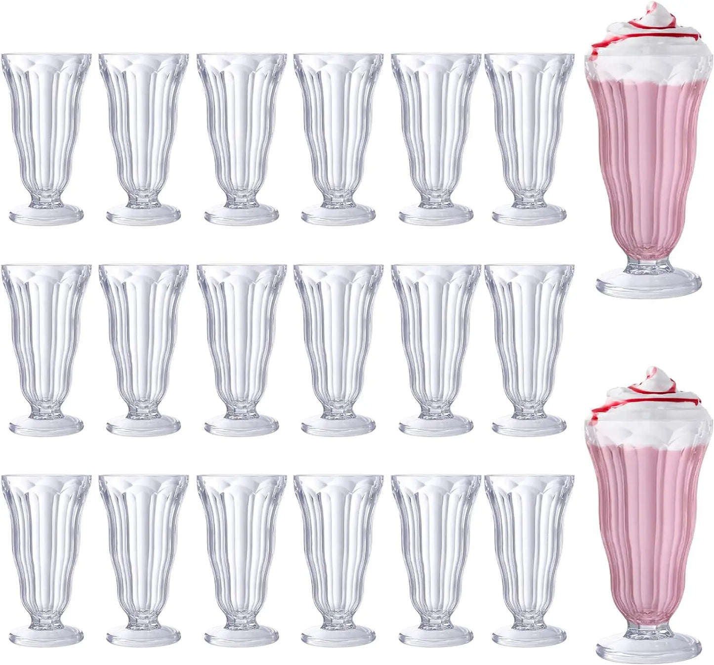 20pc/16 Ounce Milkshake Soda Glasses