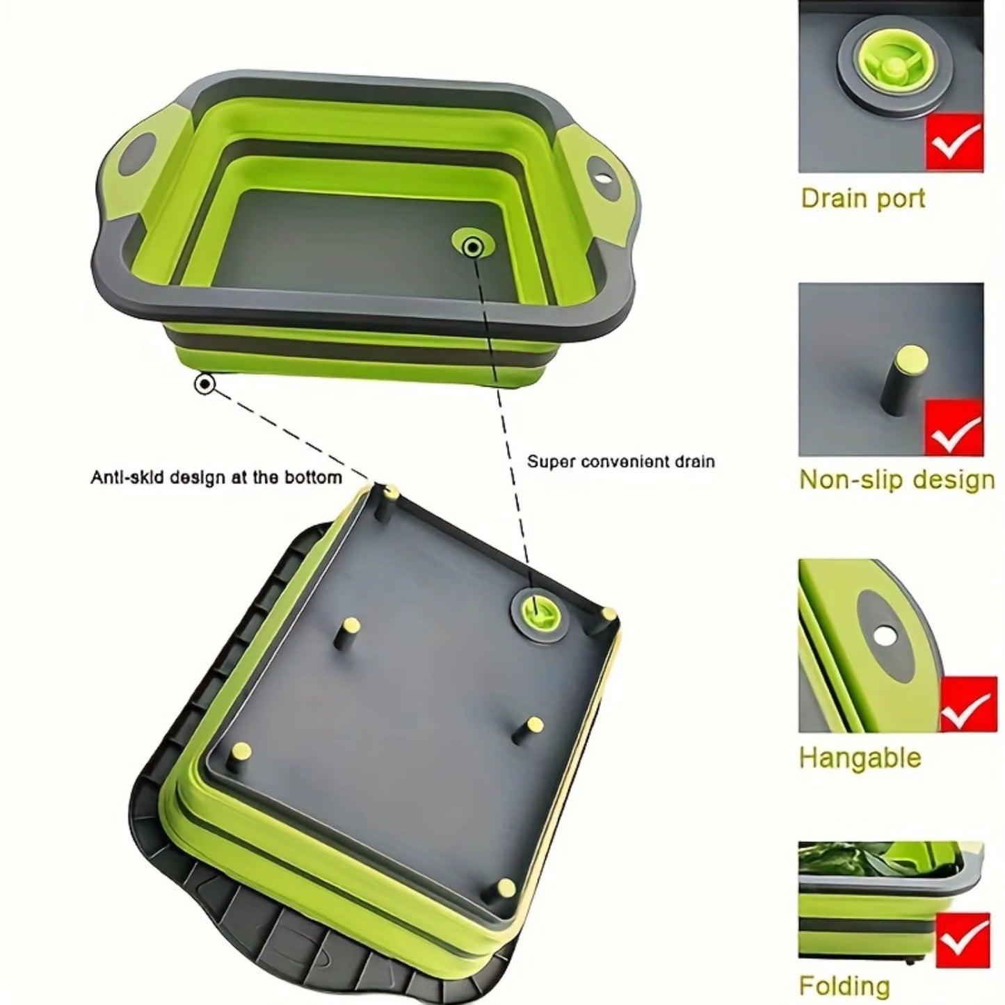 Silicone Foldable Cutting Board with Filter