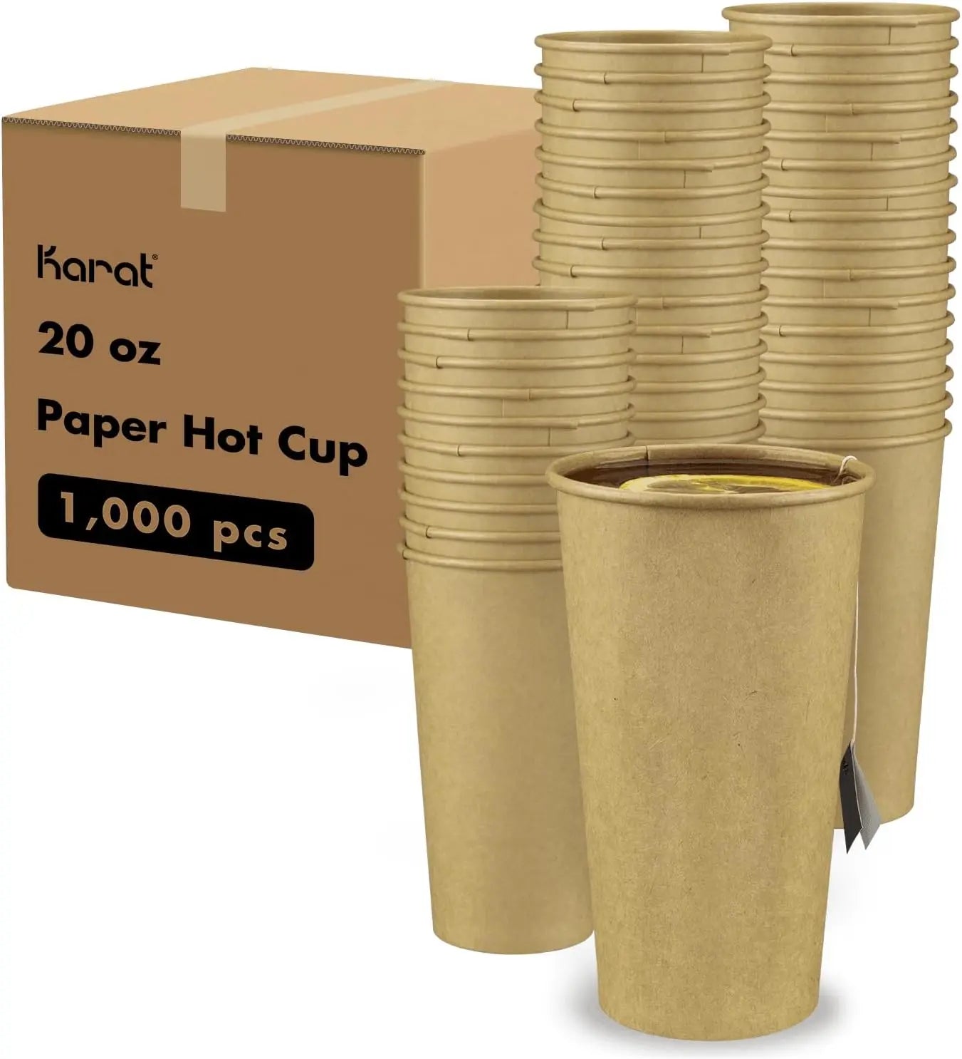 20oz [1,000 ct] Disposable, Kraft Paper Coffee Cups