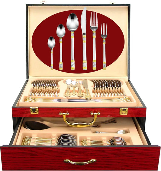 75-Pc Luxury Flatware Set for 12 w/Storage Case