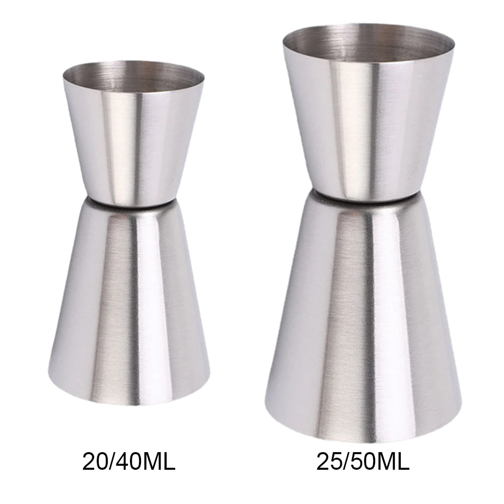 Double Jigger Shot Glass Measuring Cup Round Rim and Thin Waist Stainless Steel Jigger Cocktail Measuring Jigger for Bartending