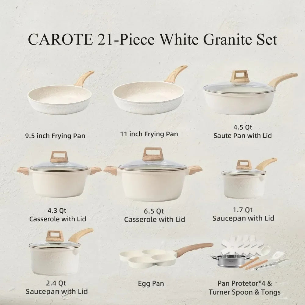 White Granite Induction Cookware Set