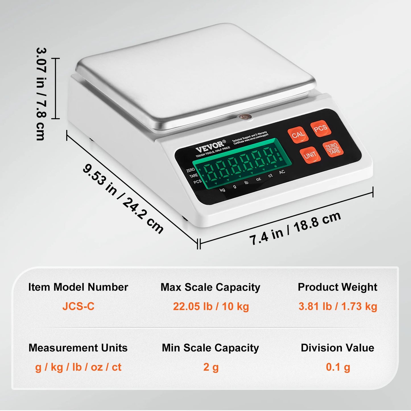 VEVOR 10kg x 0.1g Digital Counting Scale