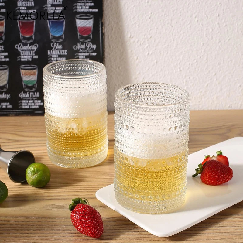 15oz Hobnail Drinking Glasses with Straws