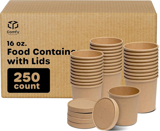 16 oz. Paper Food Containers With Vented Lids