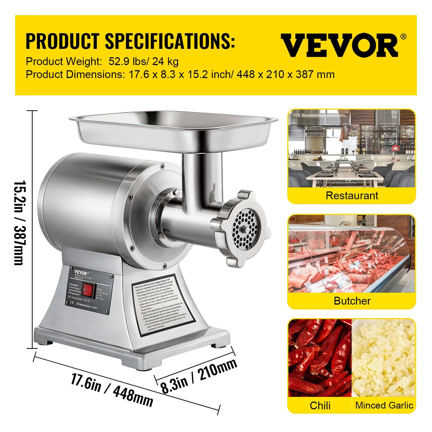 VEVOR Commercial Meat Grinder