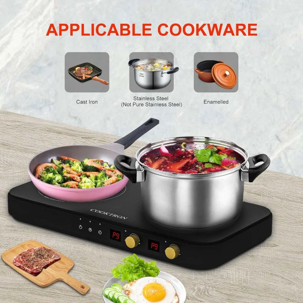 Cooktop 2 Burner with Removable Iron Cast Griddle