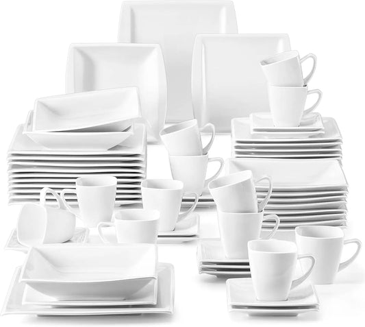 60 Piece Ivory White Dinnerware Sets