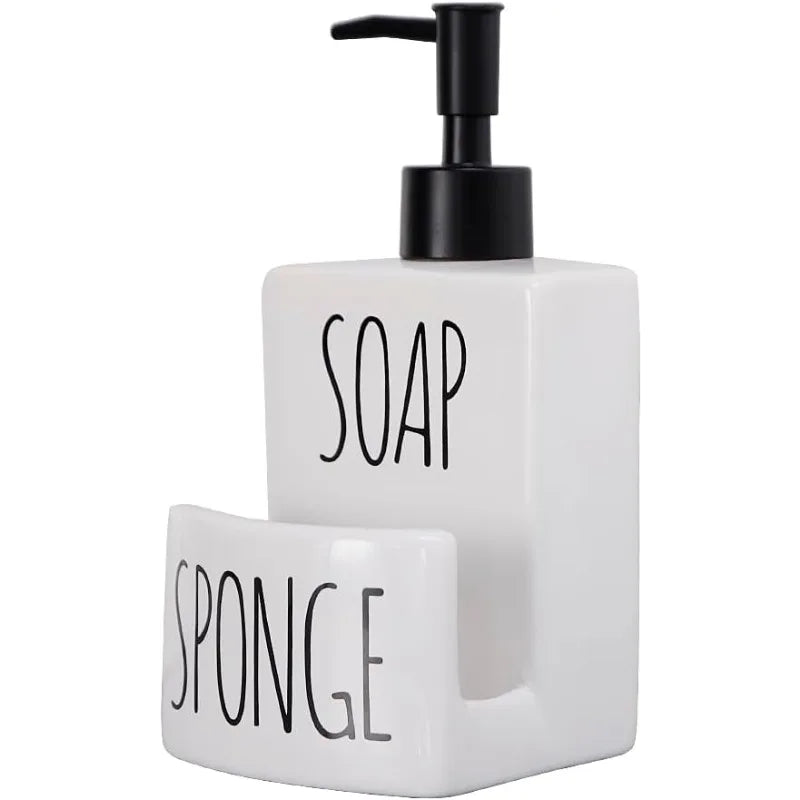 Ceramic soap Dispenser with Sponge Holder