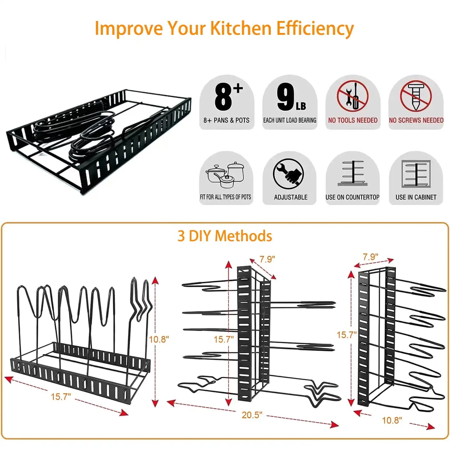 8 Tiers Pots and Pans Organizer