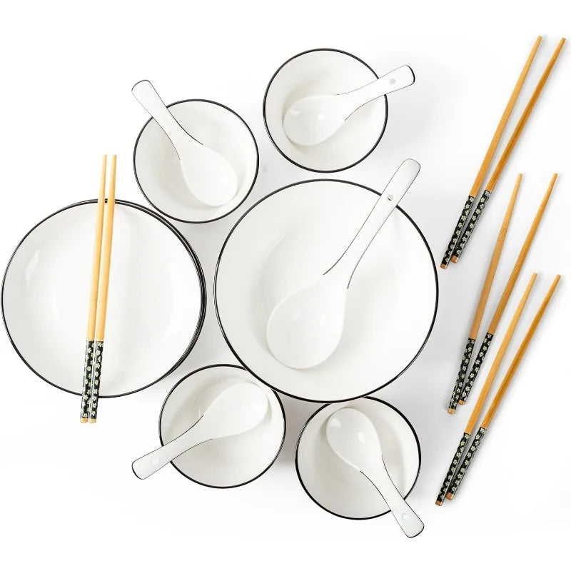 Japanese Ramen Bowl Set with Chopsticks and Spoon