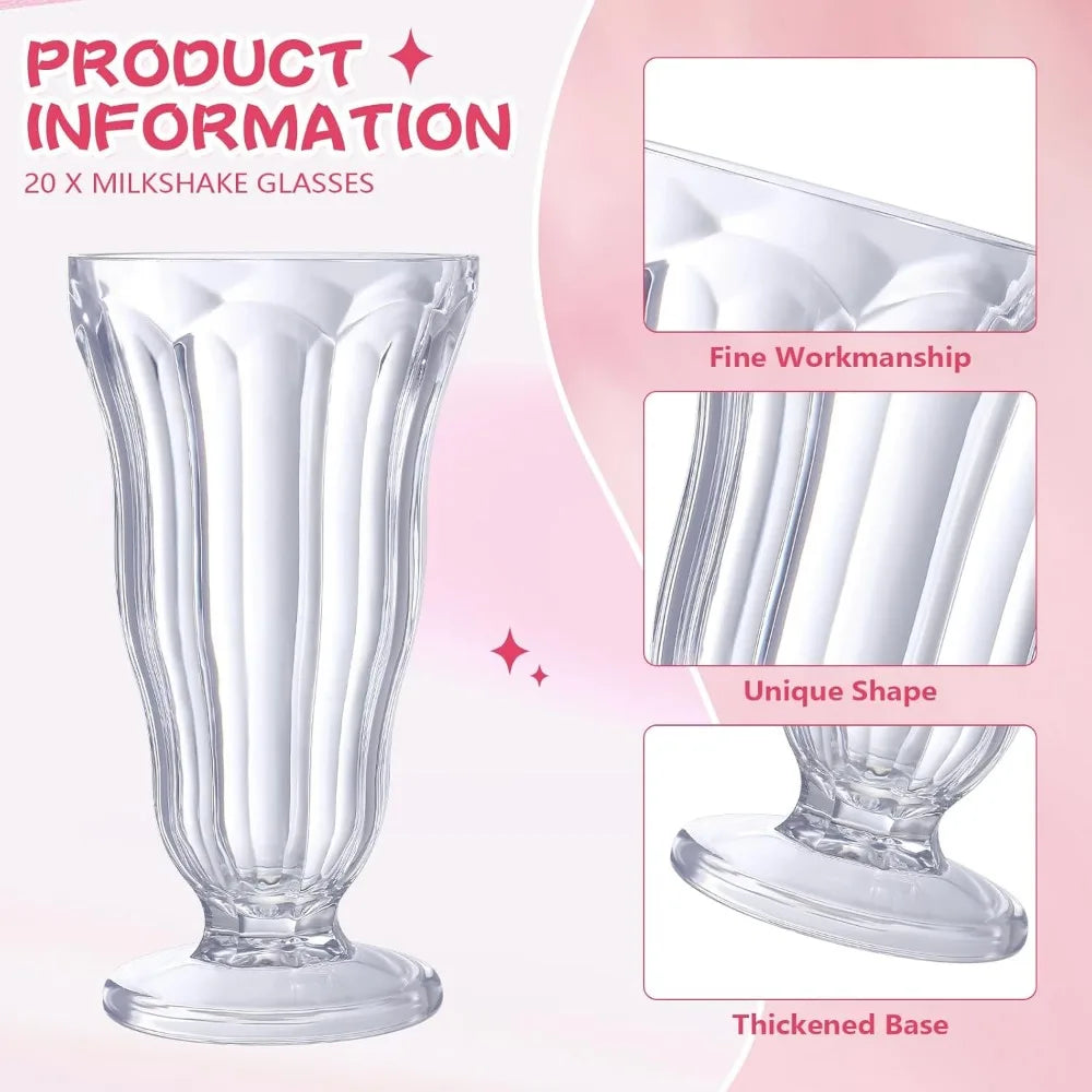 20pc/16 Ounce Milkshake Soda Glasses