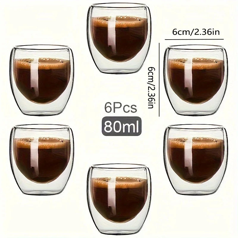 2.7OZ/6pcs Glass Espresso Coffee Mugs